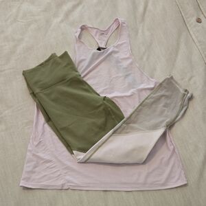 Pink Tank Top and Green Leggings Set